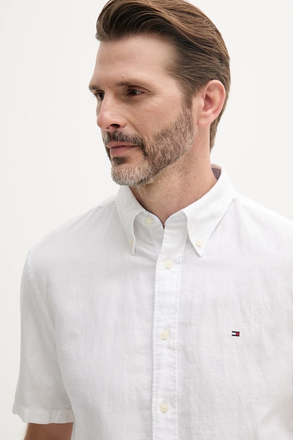 Tommy Hilfiger koszula z domieszką lnu biały MW0MW40703