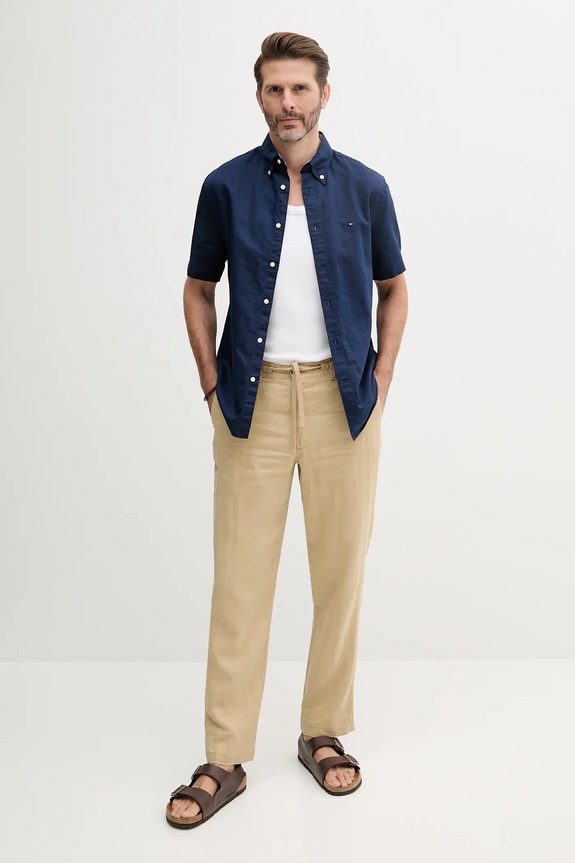 Tommy Hilfiger lenvászon ing MW0MW40703 sötétkék SS25