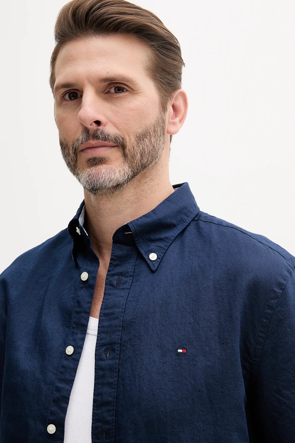 Tommy Hilfiger lenvászon ing sötétkék MW0MW40703