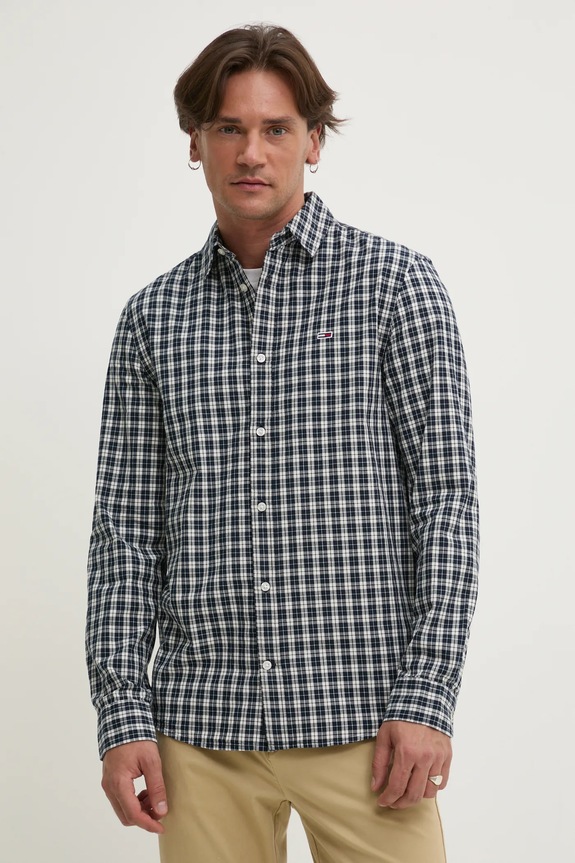 Tommy Jeans koszula bawełniana wzorzyste granatowy DM0DM20885
