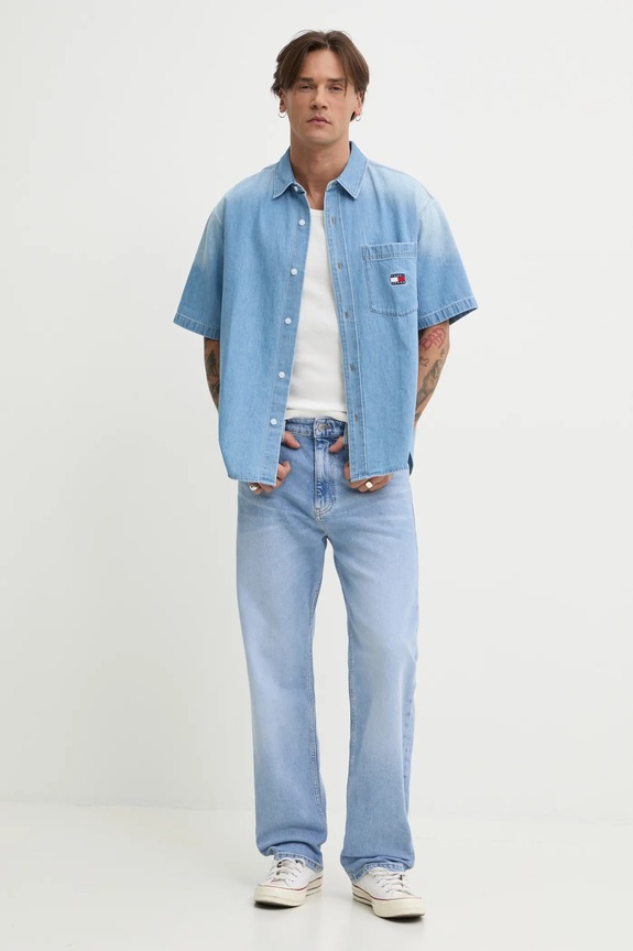 Tommy Jeans koszula jeansowa DM0DM21144 niebieski SS25