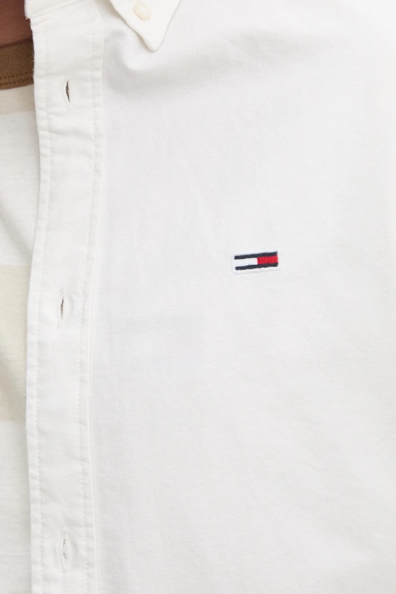 Βαμβακερό πουκάμισο Tommy Jeans DM0DM21298 λευκό