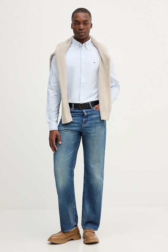 Tommy Jeans košulja muška od pamuka DM0DM21298 plava SS26
