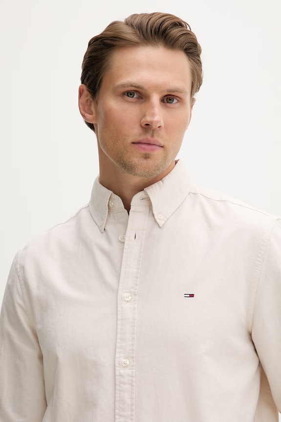 Tommy Jeans koszula męska bawełniana beżowy DM0DM21298
