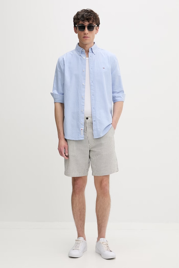 Tommy Jeans cămașă pentru bărbați din bumbac DM0DM21298 albastru SS26