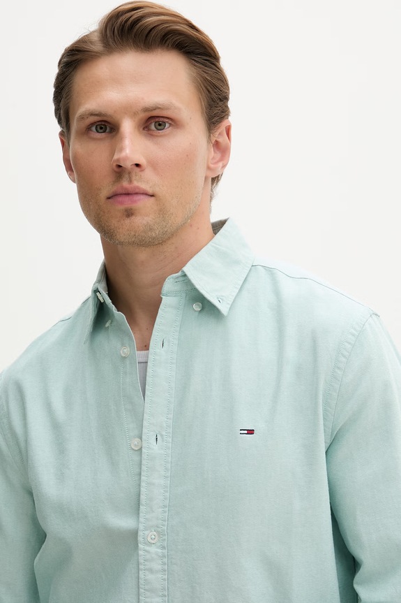 Tommy Jeans férfi pamut ing türkiz DM0DM21298
