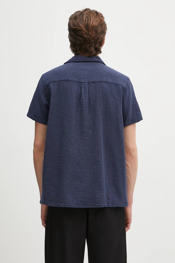 Ρούχα Βαμβακερό πουκάμισο Barbour Barbour Benson Textured Relaxed Fit S/S Shirt MSH5613 σκούρο μπλε