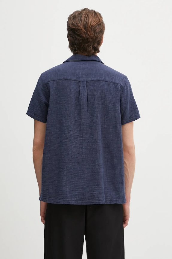 Ρούχα Βαμβακερό πουκάμισο Barbour Barbour Benson Textured Relaxed Fit S/S Shirt MSH5613 σκούρο μπλε