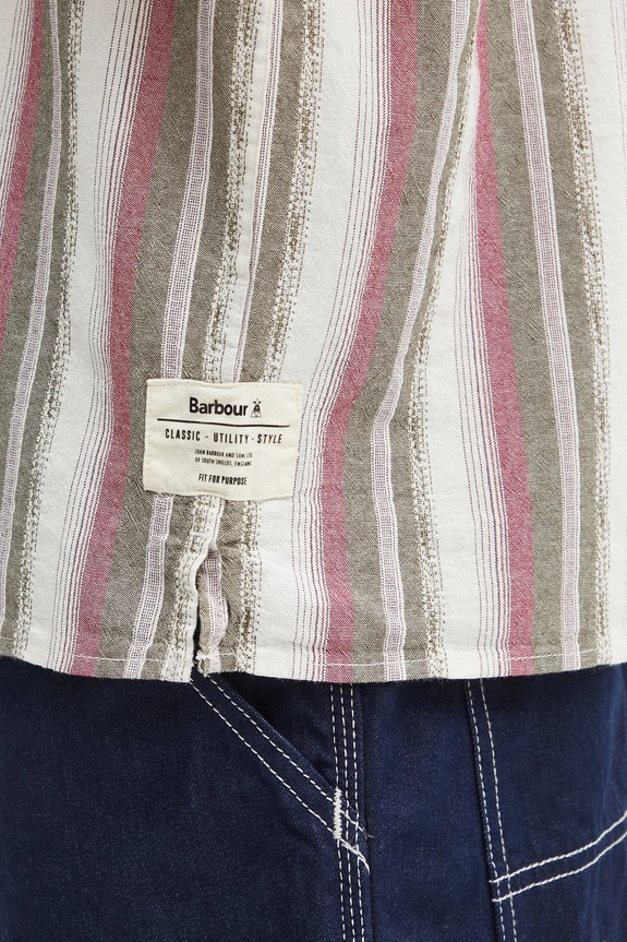 Barbour pamut ing Barbour Lipton Striped S/S Relaxed Fit Shirt zöld MSH5600