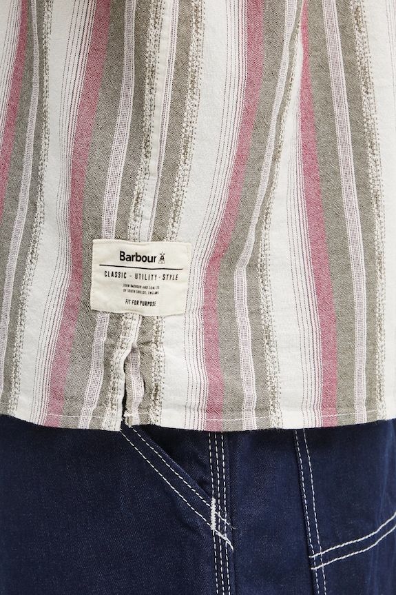 Barbour pamut ing Barbour Lipton Striped S/S Relaxed Fit Shirt zöld MSH5600