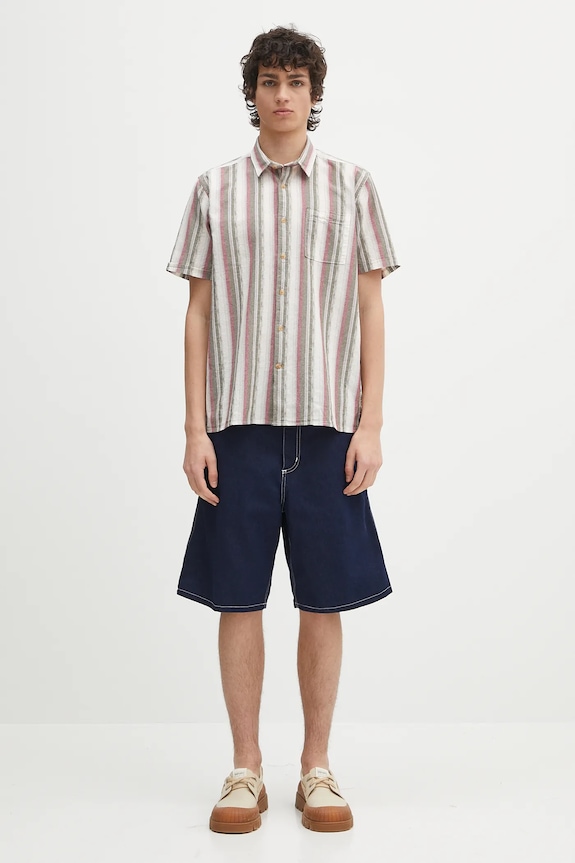 Barbour pamut ing Barbour Lipton Striped S/S Relaxed Fit Shirt MSH5600 zöld
