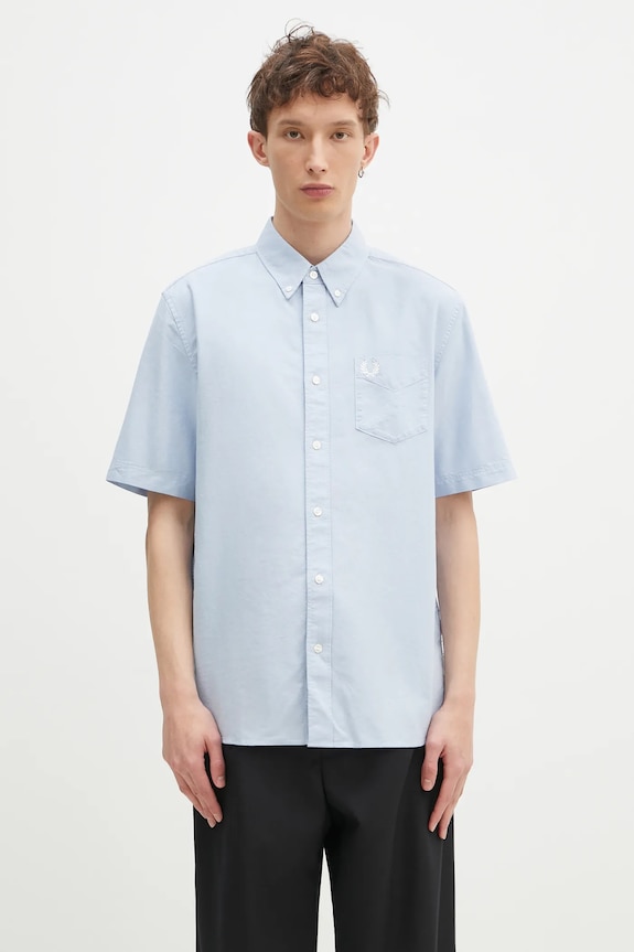 Fred Perry koszula bawełniana gładkie niebieski M8730.146