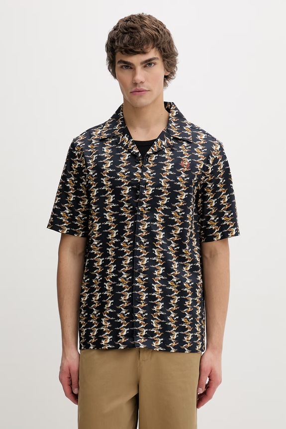 Bavlnená košeľa Fred Perry regular tmavomodrá M9629.608