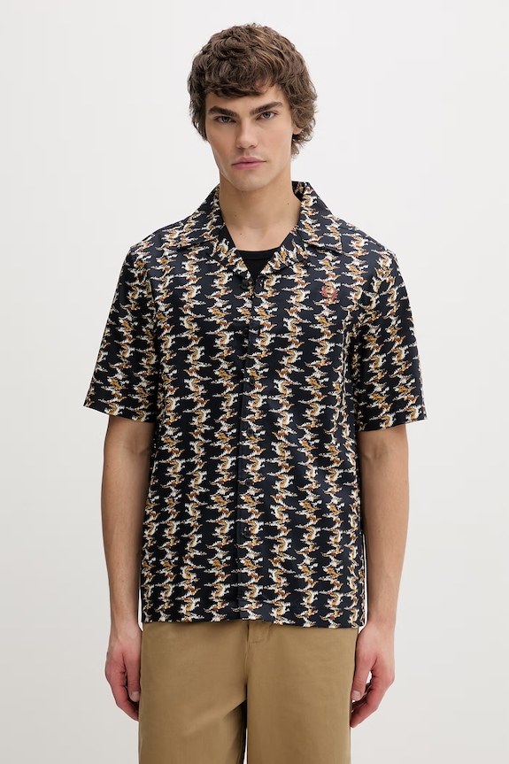 Bavlnená košeľa Fred Perry regular tmavomodrá M9629.608