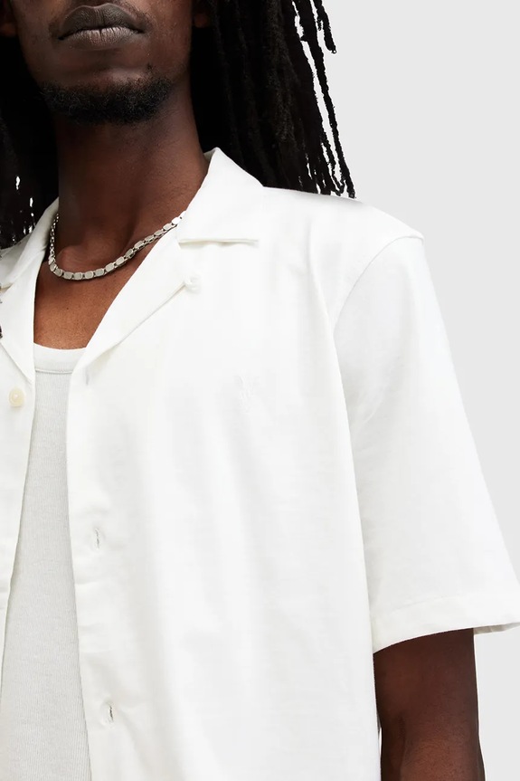 AllSaints πουκάμισο ανδρικό βαμβακερό HUDSON M081SA λευκό AA00