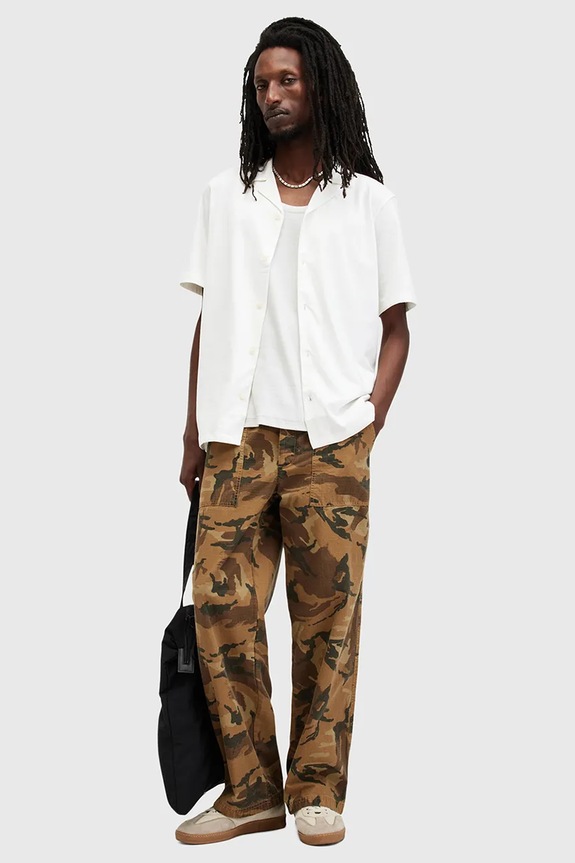 AllSaints πουκάμισο ανδρικό βαμβακερό HUDSON λευκό M081SA