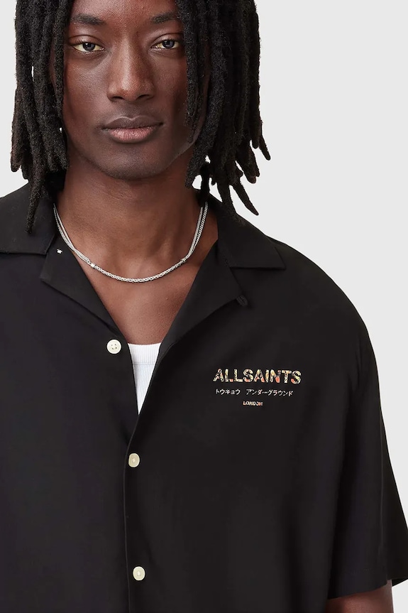 Ρούχα Πουκάμισο AllSaints UNDRGNDBOWA M034SC μαύρο