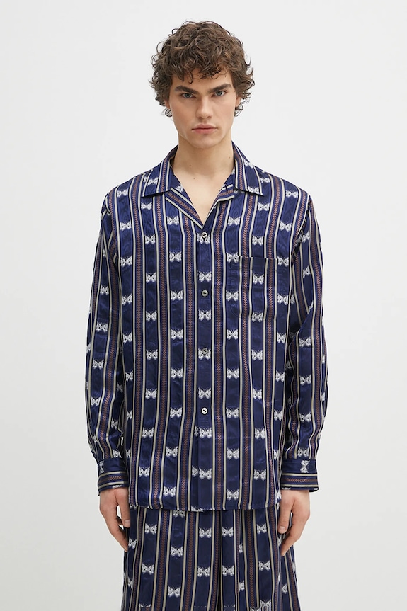 Риза Needles One-Up - Papillon Stripe свободна тъмносин QV106