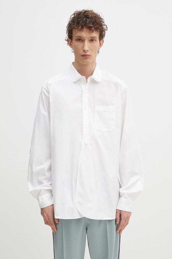Needles camicia in cotone Double Round Collar EDW rilassato bianco QV294