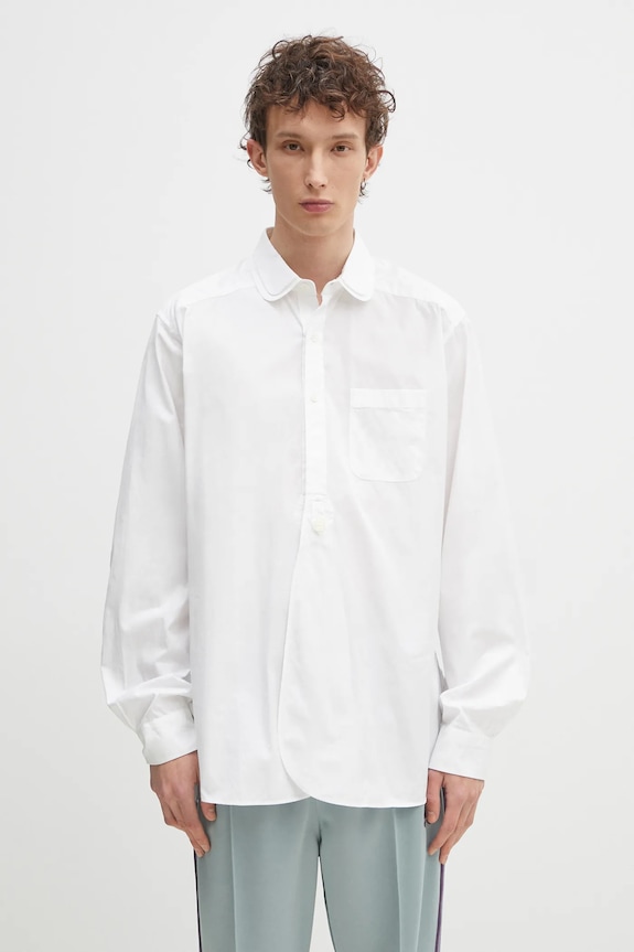 Needles camicia in cotone Double Round Collar EDW rilassato bianco QV294