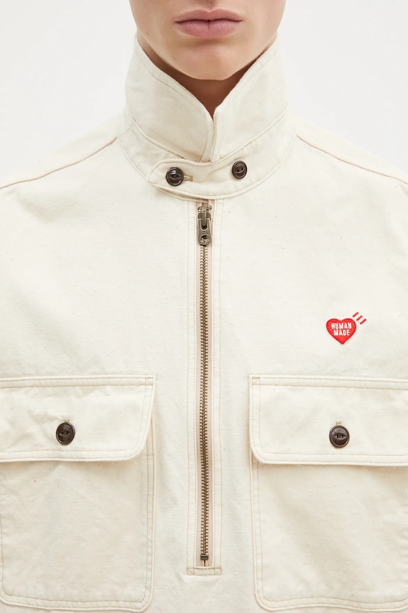 Памучна риза Human Made Zip-Up Work Shirt бежов HM29SH002