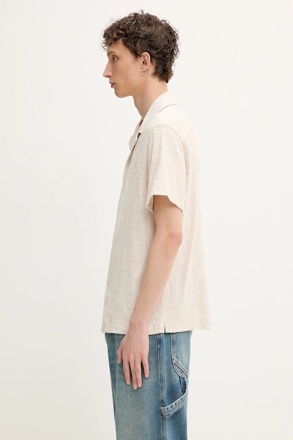 Košeľa s prímesou ľanu Filling Pieces Resort 91799809978 béžová SS25