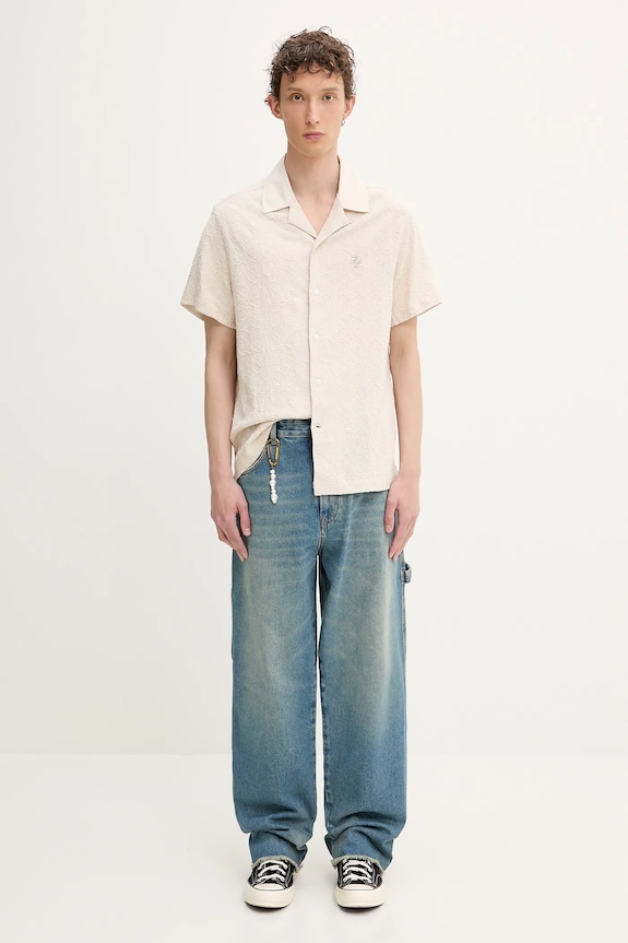 Košeľa s prímesou ľanu Filling Pieces Resort 91799809978