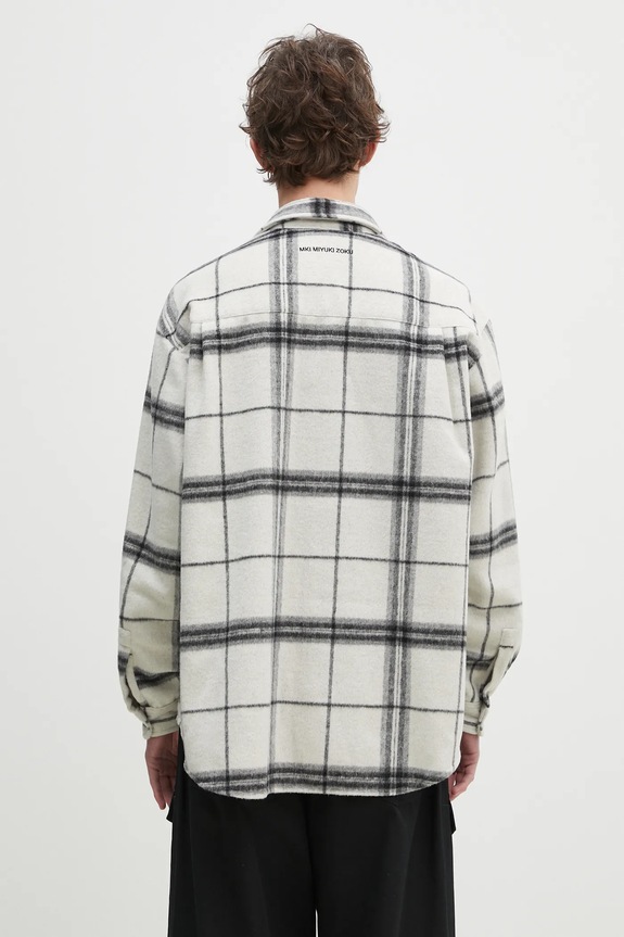 Odzież MKI MIYUKI ZOKU koszula z domieszką wełny Check Flannel Shirt CHECK.FLANNEL.SHIRT.OFF beżowy