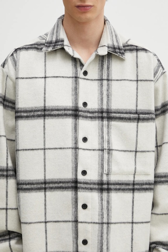MKI MIYUKI ZOKU koszula z domieszką wełny Check Flannel Shirt beżowy CHECK.FLANNEL.SHIRT.OFF