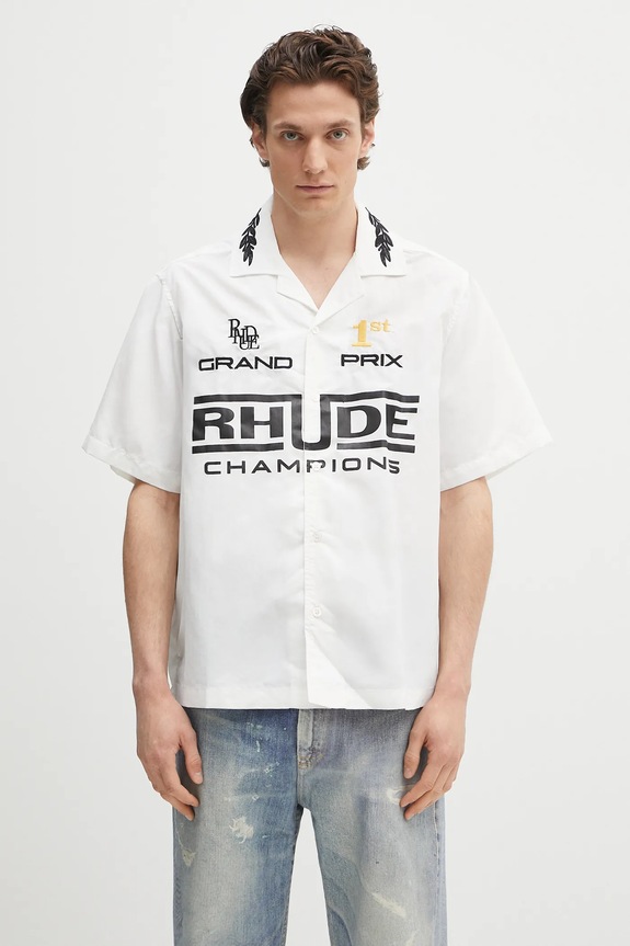 RHUDE shirt Champions Snap classic white RHPS25SR01005