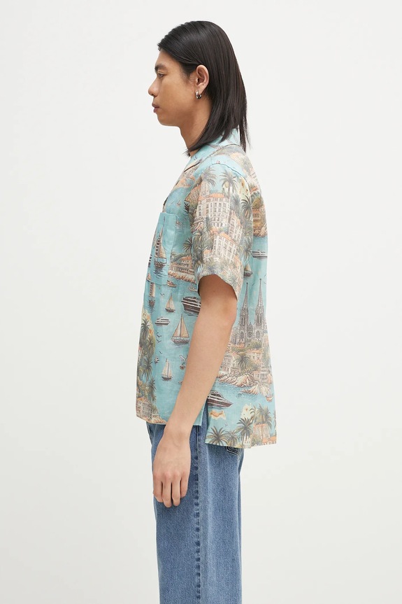 RHUDE linen shirt Sailing Map RHPS25SR01012 blue SS25