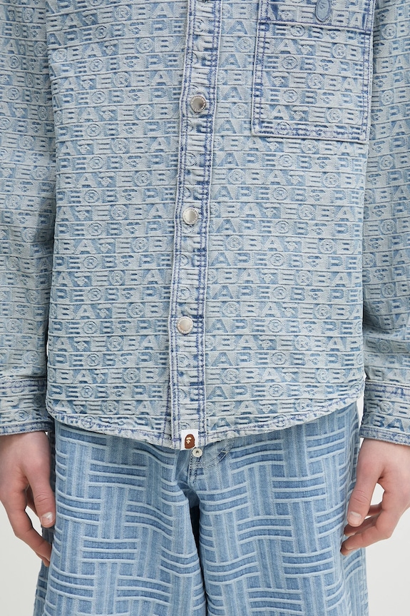 Džínová bunda A Bathing Ape Lux Sport Pattern Jacquard 10Oz Denim modrá 1K80131002