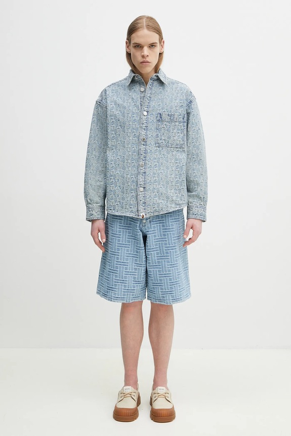 Džínová bunda A Bathing Ape Lux Sport Pattern Jacquard 10Oz Denim 1K80131002 modrá