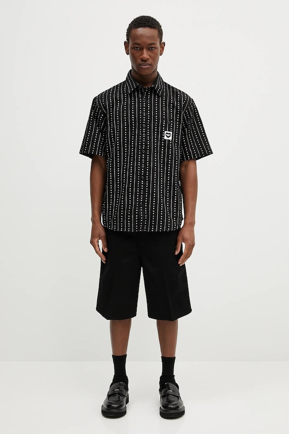 Carhartt WIP cotton shirt S/S Drewe Shirt I034537.2S0XX black