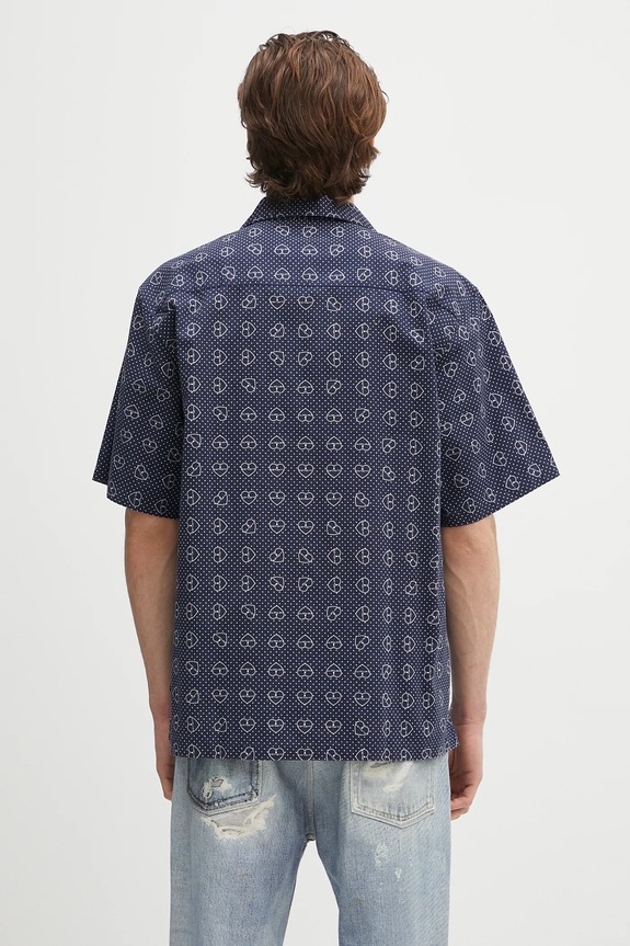 Одежда Хлопковая рубашка Carhartt WIP S/S Furoshiki Shirt I034549.2UIXX тёмно-синий