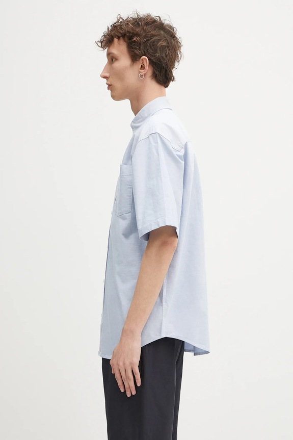 Carhartt WIP cotton shirt S/S Braxton Shirt I031454.1ONXX blue SS25