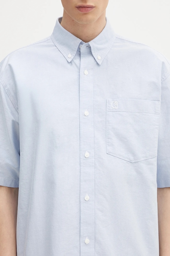 Carhartt WIP cotton shirt S/S Braxton Shirt blue I031454.1ONXX