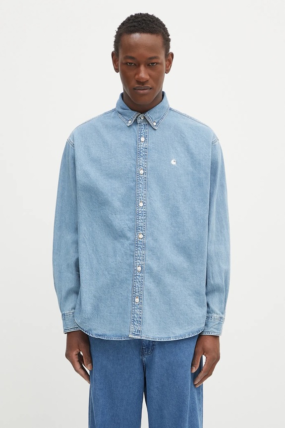Джинсовая рубашка Carhartt WIP L/S Lucas Shirt гладкий голубой I034525.135