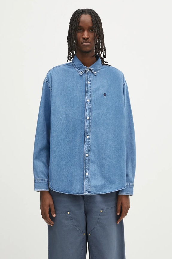 Джинсовая рубашка Carhartt WIP L/S Lucas Shirt гладкий голубой I034525.106