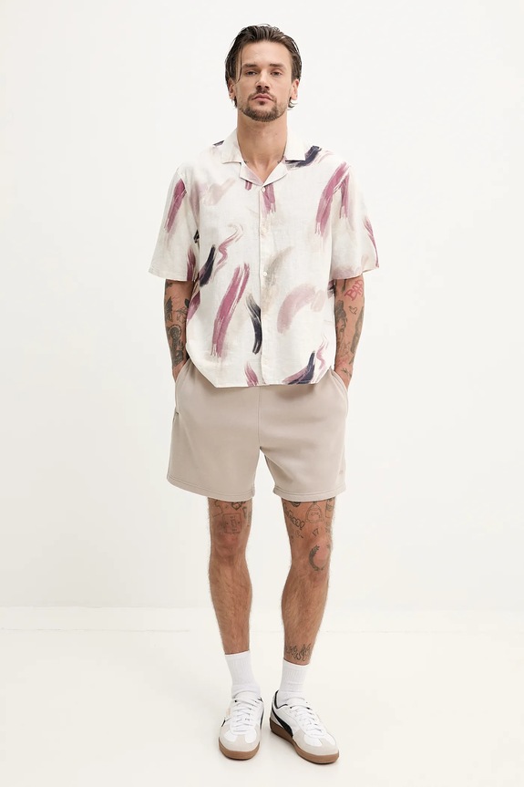 Hollister Co. camicia di lino KI325.5060.107 beige SS25