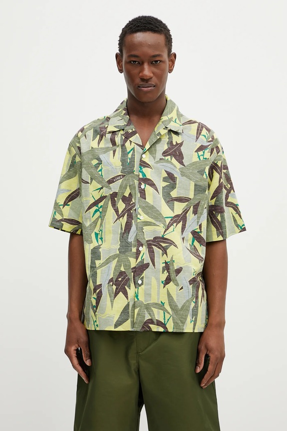 Kenzo camicia in lino misto rilassato verde FF55CH1309P1.45