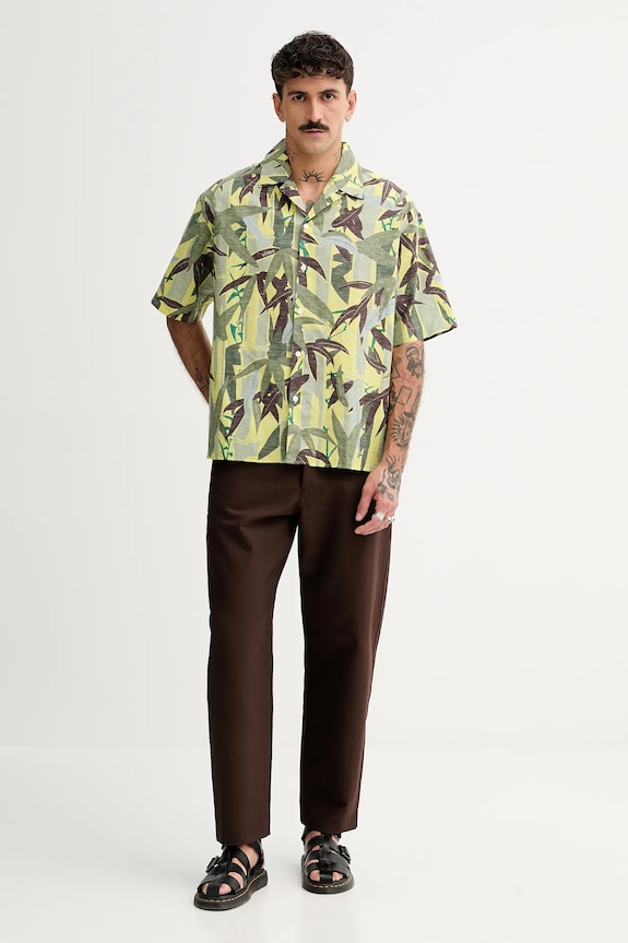 Kenzo koszula z domieszką lnu FF55CH1309P1.45 zielony SS25