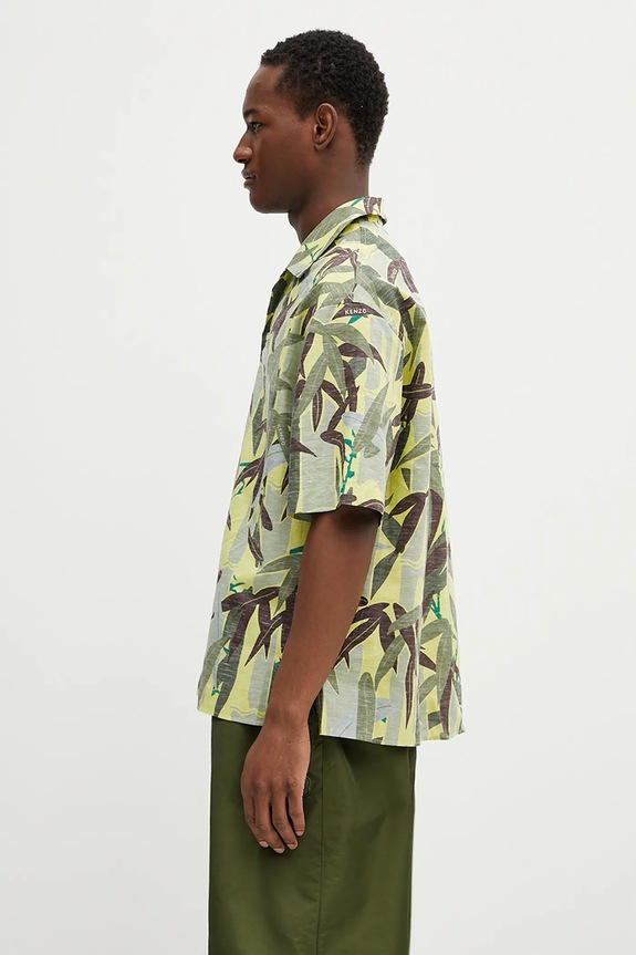 Kenzo camicia in lino misto FF55CH1309P1.45 verde SS25