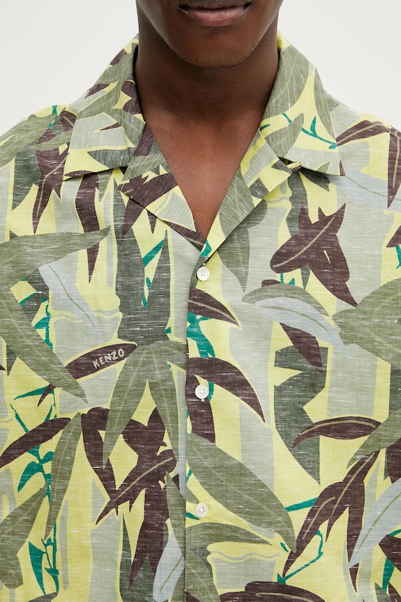 Kenzo camicia in lino misto verde FF55CH1309P1.45