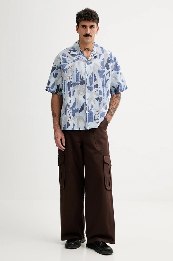 Kenzo koszula z domieszką lnu FF55CH1309P1.77 niebieski SS25