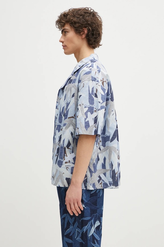 Сорочка з домішкою льону Kenzo FF55CH1309P1.77 блакитний SS25