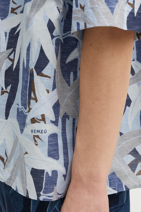 Сорочка з домішкою льону Kenzo блакитний FF55CH1309P1.77
