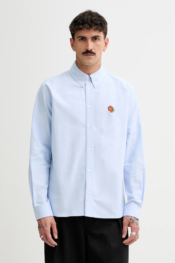 Kenzo koszula bawełniana bawełna niebieski FF55CH4109LO.64