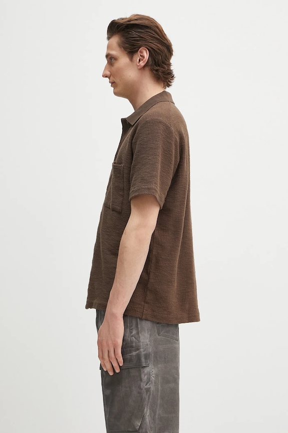 Norse Projects cotton shirt Gustav Crochet Jersey Shirt N01.0683.2033 brown SS25