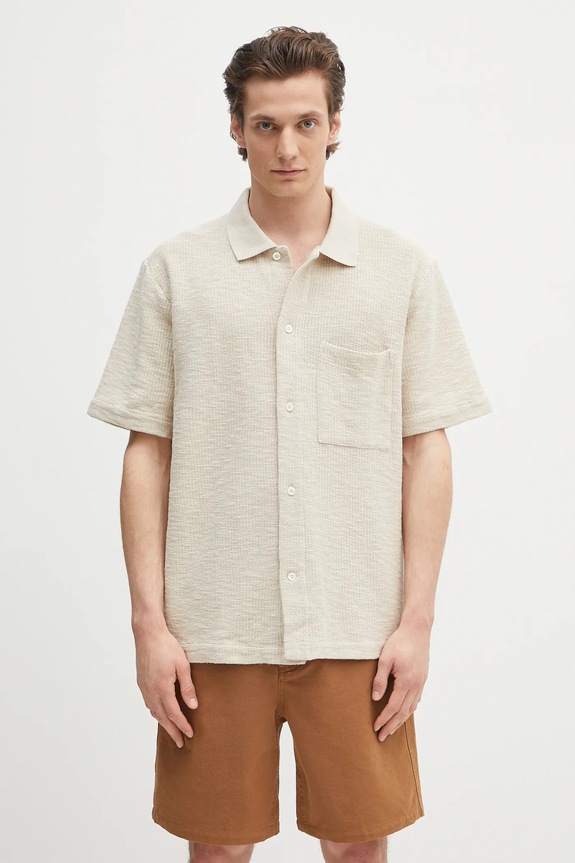 Norse Projects camicia in cotone Gustav Crochet Jersey Shirt corta beige N01.0683.2064